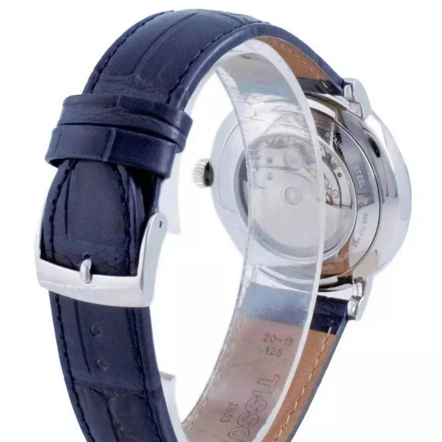 Tissot Carson Premium Powermatic 80 Blue Dial Blue Leather Strap Watch For Men - T122.407.16.043.00