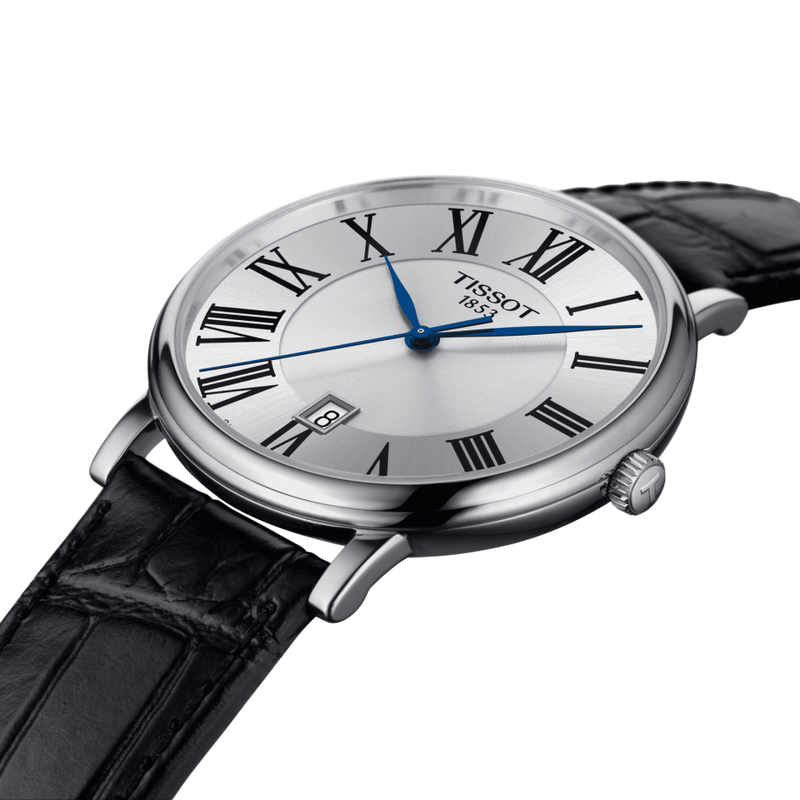 Tissot Carson Premium Silver Dial Black Leather Strap Watch For Men - T122.410.16.033.00