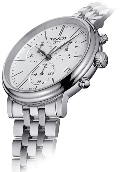 Tissot Carson Premium White Dial Silver Steel Strap Watch For Men - T122.417.11.011.00