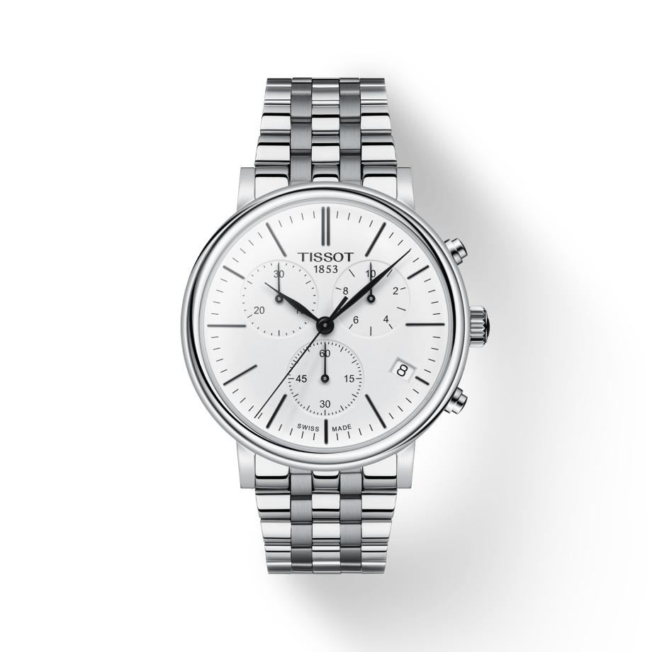 Tissot Carson Premium White Dial Silver Steel Strap Watch For Men - T122.417.11.011.00