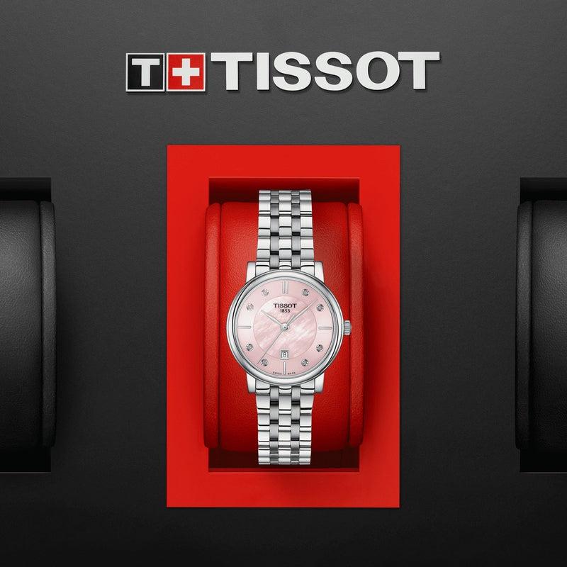 Tissot Carson Premium Lady Mother of Pearl Pink Dial Silver Steel Strap Watch For Women - T122.210.11.159.00