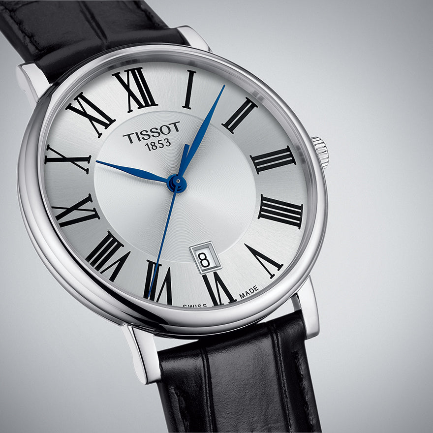 Tissot Carson Premium Silver Dial Black Leather Strap Watch For Men - T122.410.16.033.00