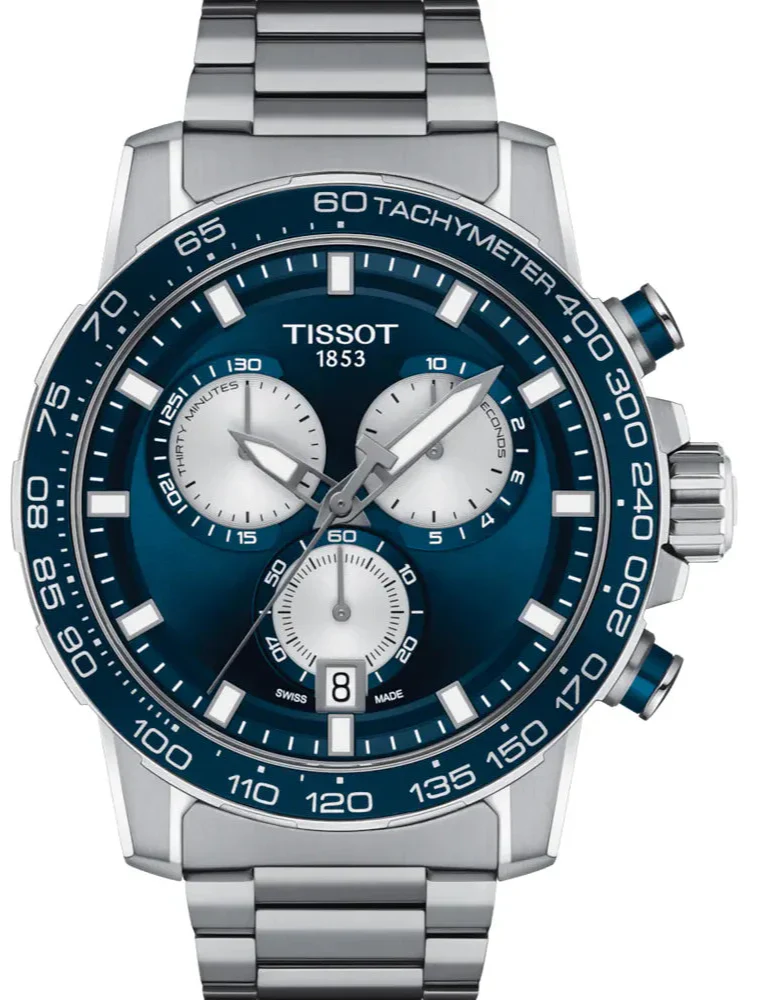 Tissot Supersport Chrono Blue Dial Silver Steel Strap Watch For Men - T125.617.11.041.00
