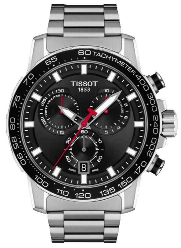 Tissot Supersport Chrono Black Dial Silver Steel Strap Watch For Men - T125.617.11.051.00