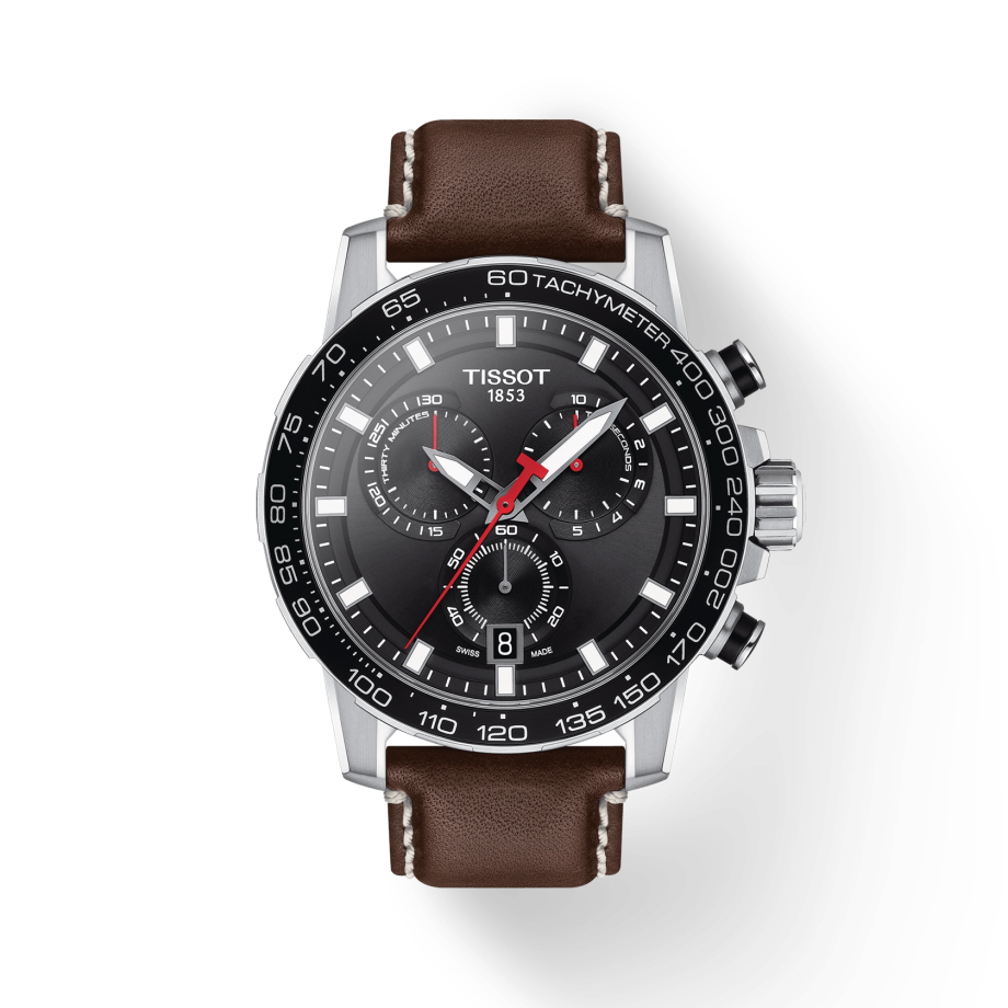 Tissot Supersport Chrono Black Dial Brown Leather Strap Watch for Men - T125.617.16.051.01