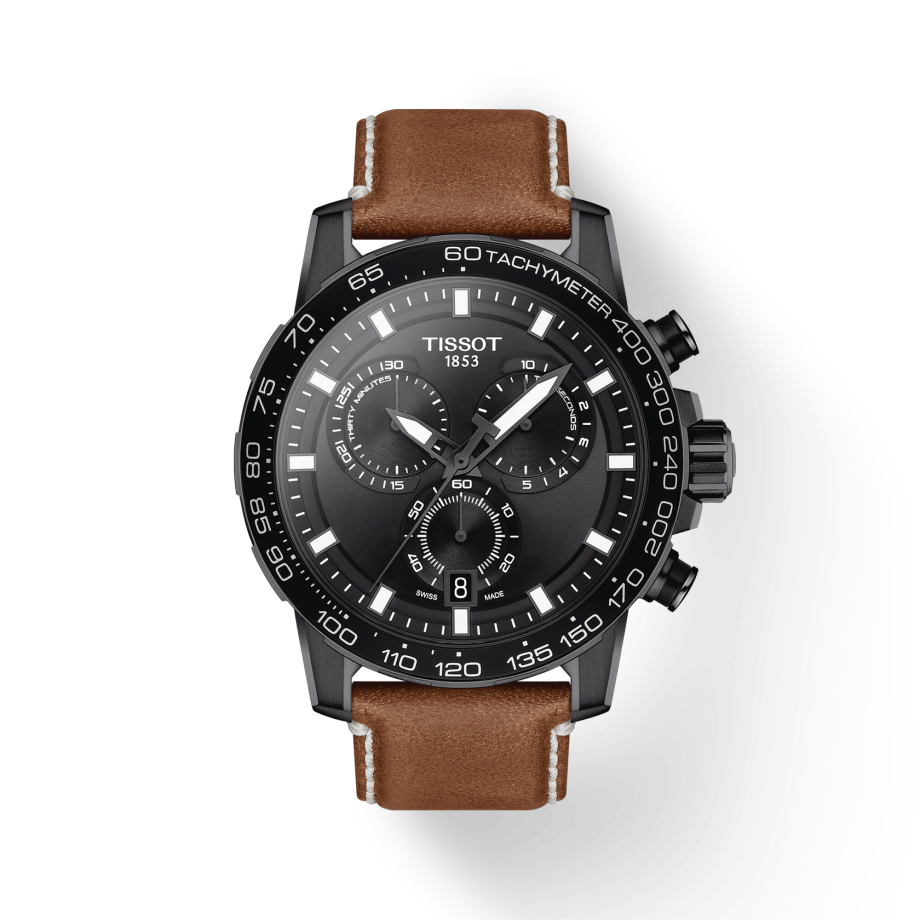 Tissot Supersport Chrono Black Dial Brown Leather Strap Watch for Men - T125.617.36.051.01