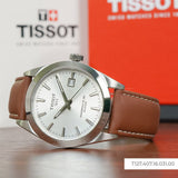 Tissot Gentleman Powermatic 80 Silicium Silver Dial Brown Leather Strap Watch For Men - T127.407.16.031.00