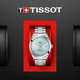 Tissot Gentleman Powermatic 80 Silicium Ice Blue Silver Steel Strap Watch For Men - T127.407.11.351.00
