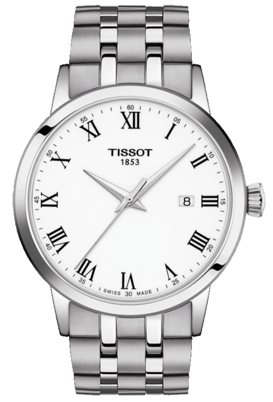 Tissot T Classic Dream White Dial Silver Steel Strap Watch For Men - T129.410.11.013.00