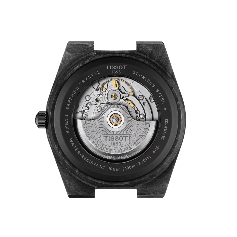 Tissot PRX Powermatic 80 Carbon Black Dial Black Rubber Strap Watch for Men - T137.907.97.201.00