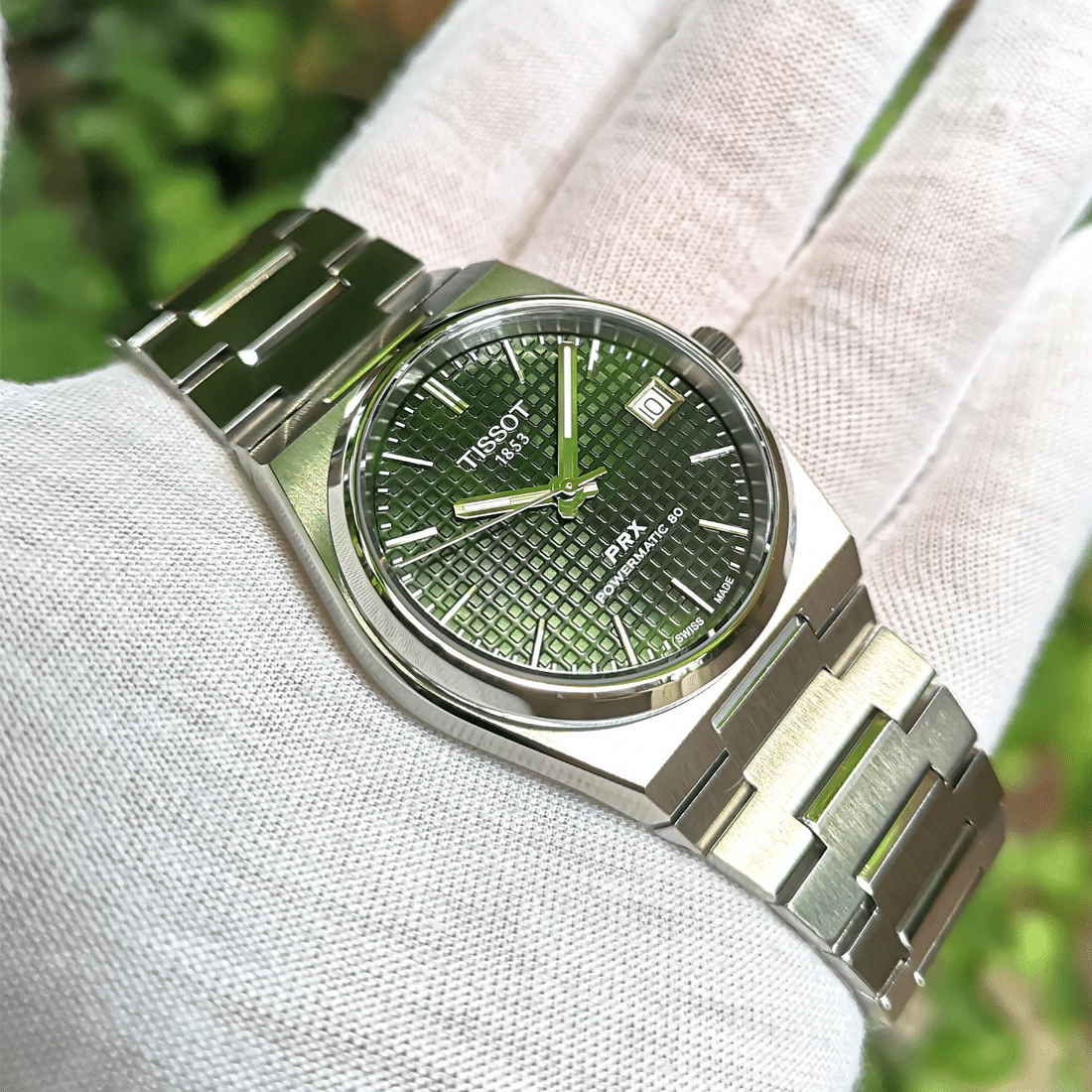 Tissot PRX Powermatic 80 Green Dial Silver Steel Strap Watch for Men - T137.207.11.091.00