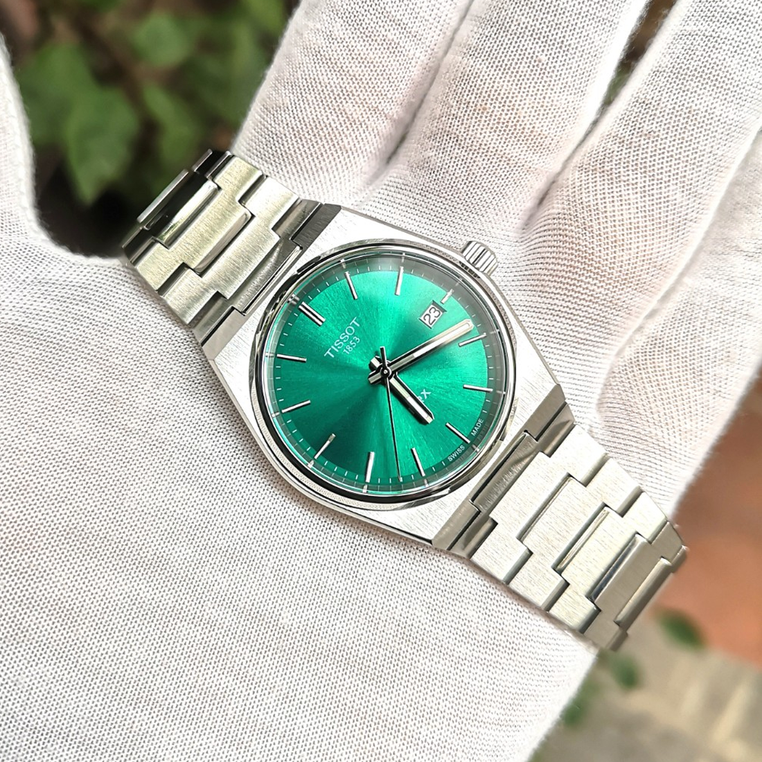 Tissot PRX Green Dial Silver Steel Strap Watch for Women - T137.210.11.081.00