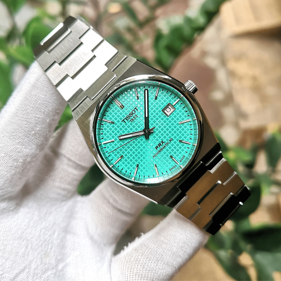 Tissot PRX Powermatic 80 Automatic Mint Green Dial Silver Steel Strap Watch for Men - T137.407.11.091.01