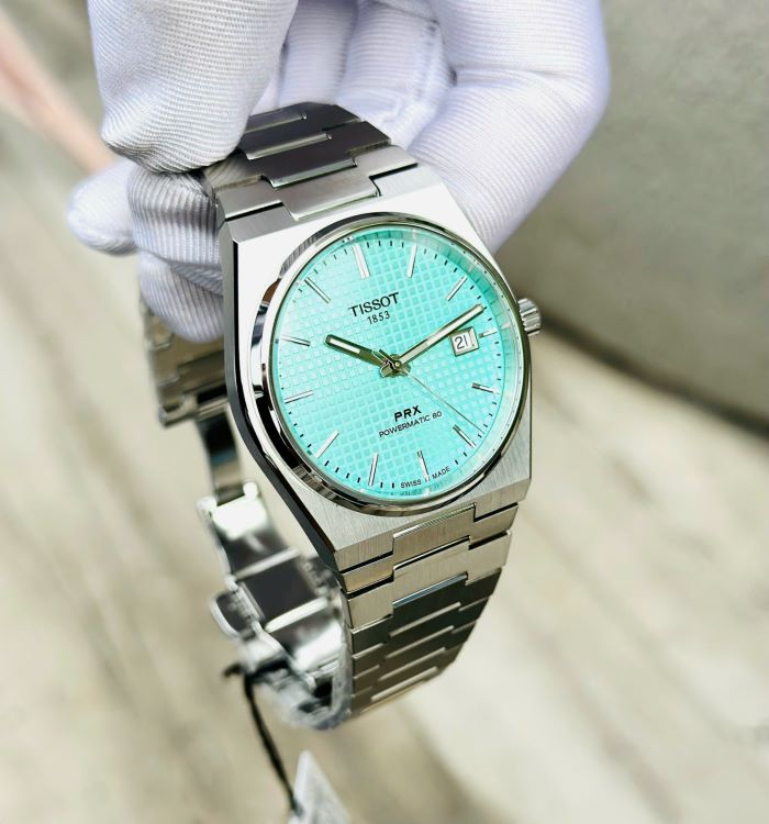 Tissot PRX Powermatic 80 Automatic Mint Green Dial Silver Steel Strap Watch for Men - T137.407.11.091.01