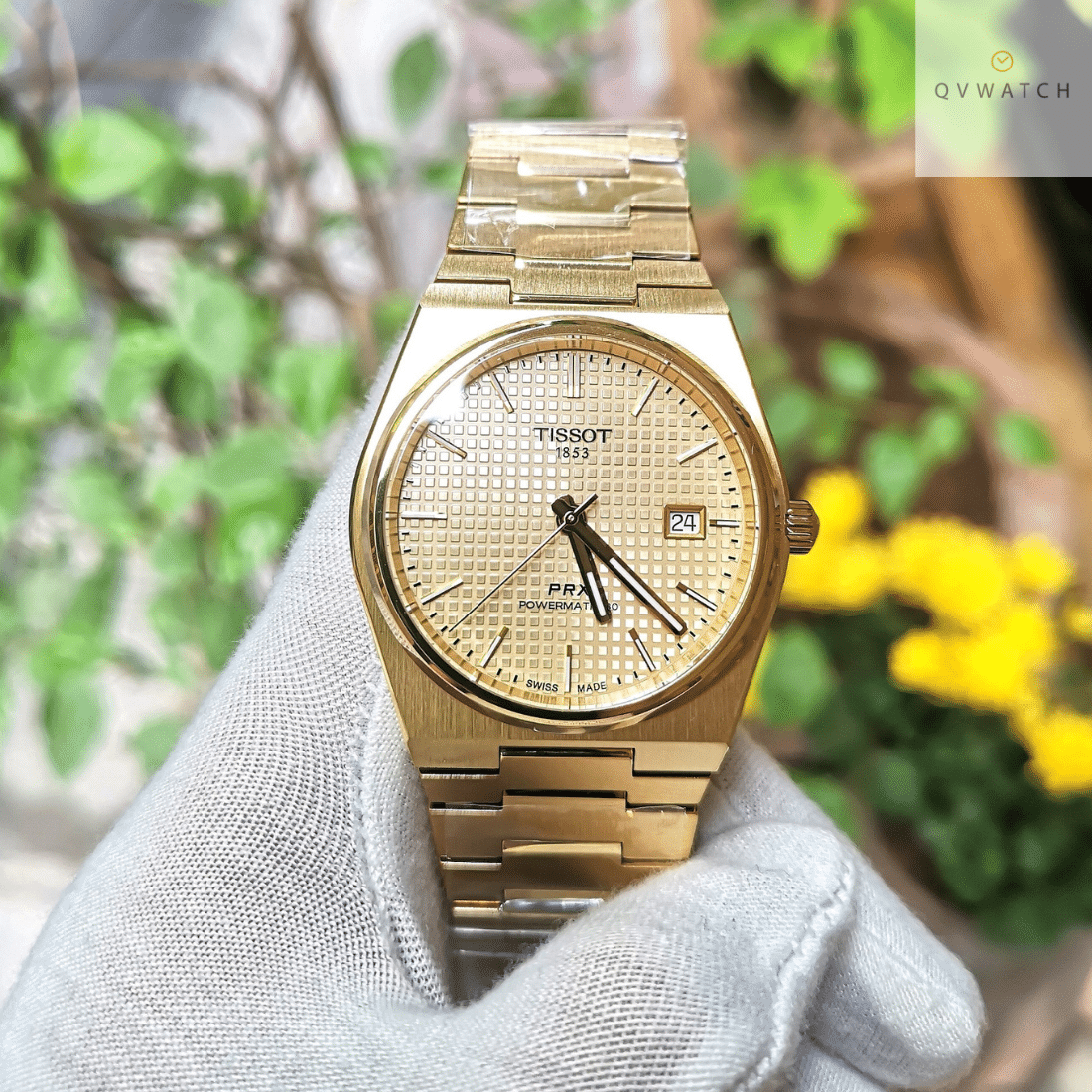 Tissot PRX Powermatic 80 Gold Dial Gold Steel Strap Watch for Men - T137.407.33.021.00