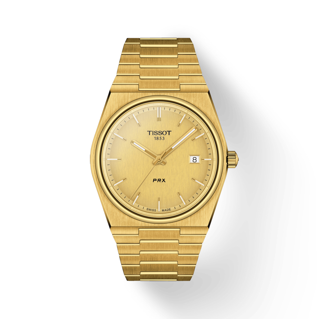 Tissot PRX Powermatic 80 Gold Dial Gold Steel Strap Watch for Men - T137.207.33.021.00