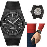 Tissot PRX Powermatic 80 Carbon Black Dial Black Rubber Strap Watch for Men - T137.907.97.201.00