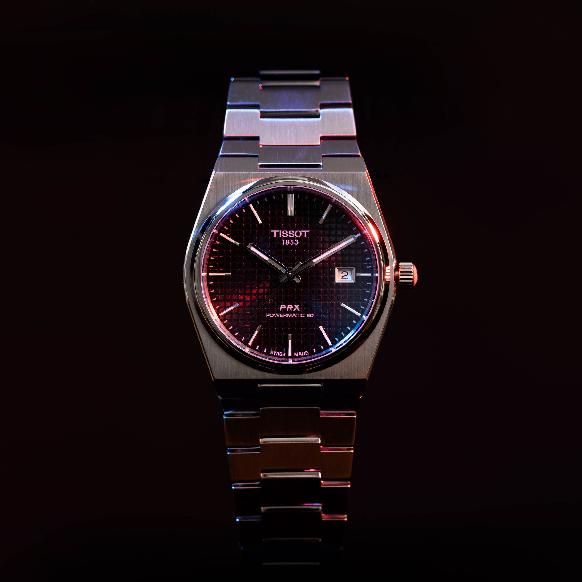 Tissot PRX Powermatic 80 Black Dial Silver Steel Strap Watch for Men - T137.407.11.051.00