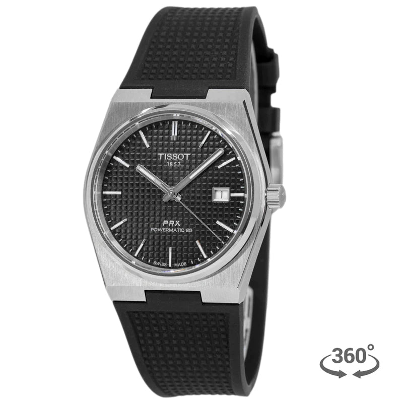 Tissot PRX Black Dial Black Rubber Strap Watch For Men - T137.410.17.051.00