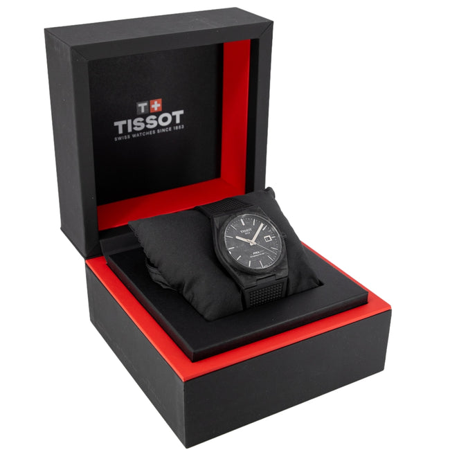 Tissot PRX Powermatic 80 Carbon Black Dial Black Rubber Strap Watch for Men - T137.907.97.201.00