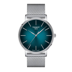 Tissot Everytime Gent Green Dial Silver Mesh Bracelet Watch for Men - T143.410.11.091.00