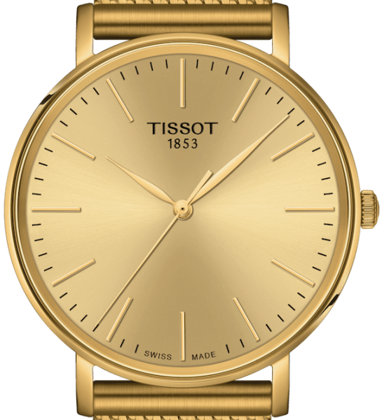 Tissot Everytime Gent Gold Dial Gold Mesh Bracelet Watch for Men - T143.410.33.021.00