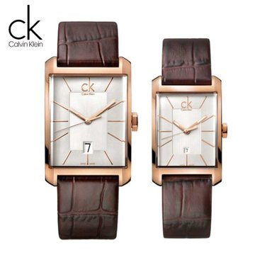 Calvin Klein Window White Dial Brown Leather Strap Watch for Women - K2M23620