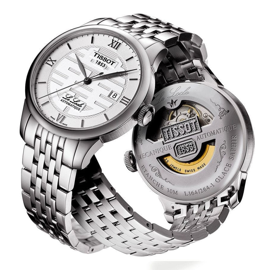 Tissot Le Locle Double Happiness Automatic Silver Dial Silver Steel Strap Watch For Men - T41.1.833.50
