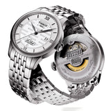 Tissot Le Locle Double Happiness Automatic Silver Dial Silver Steel Strap Watch For Men - T41.1.833.50