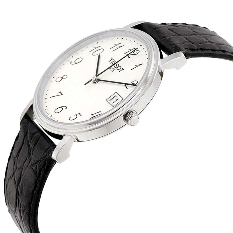Tissot T Classic Desire White Dial Black Leather Strap Watch For Men - T52.1.421.12