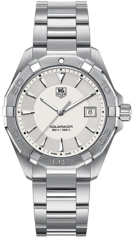 Tag Heuer Aquaracer Quartz White Dial Silver Steel Strap Watch for Men - WAY1111.BA0928
