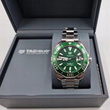 Tag Heuer Aquaracer Calibre 5 Green Dial Silver Steel Strap Watch for Men - WAY201S.BA0927