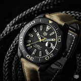 Tag Heuer Aquaracer 300 Calibre 5 Automatic Black Dial Brown Nylon Strap Watch for Men - WAY208C.FC6383