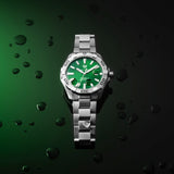 Tag Heuer Aquaracer Diamonds Emerald Green Dial Silver Steel Strap Watch for Women - WBD1316.BA0740