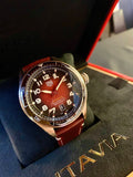 Tag Heuer Autavia Calibre 5 Chinese New Year Maroon Dial Maroon Leather Strap Watch for Men - WBE5193.FC8300