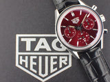 Tag Heuer Carrera Automatic Chronograph Red Dial Black Leather Strap Watch for Men - CBK221G.FC6479