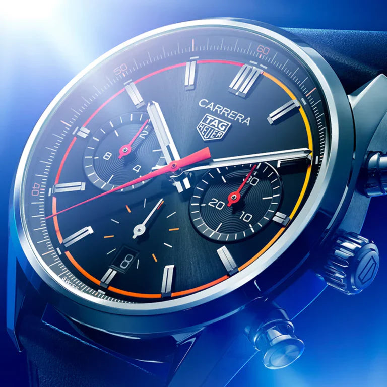 Tag Heuer Carrera Chronograph Black Dial Black Leather Strap Watch for Men - CBN201C.FC6542