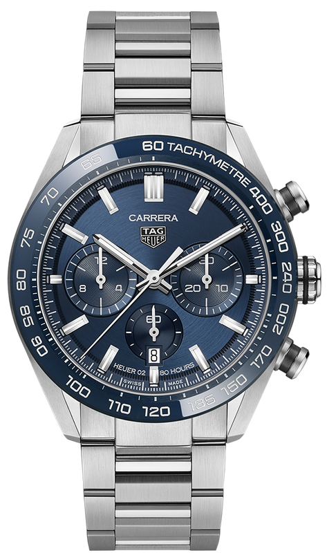 Tag Heuer Carrera Chronograph Blue Dial Silver Steel Strap Watch for Men - CBN2A1A.BA0643