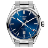Tag Heuer Carrera Twin Time Blue Dial Silver Steel Strap Watch for Men - WBN201A.BA0640