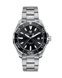 Tag Heuer Aquaracer Quartz Black Dial Silver Steel Strap Watch for Men - WAY101A.BA0746