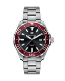 Tag Heuer Aquaracer Black Dial Silver Steel Strap Watch for Men - WAY101B.BA0746