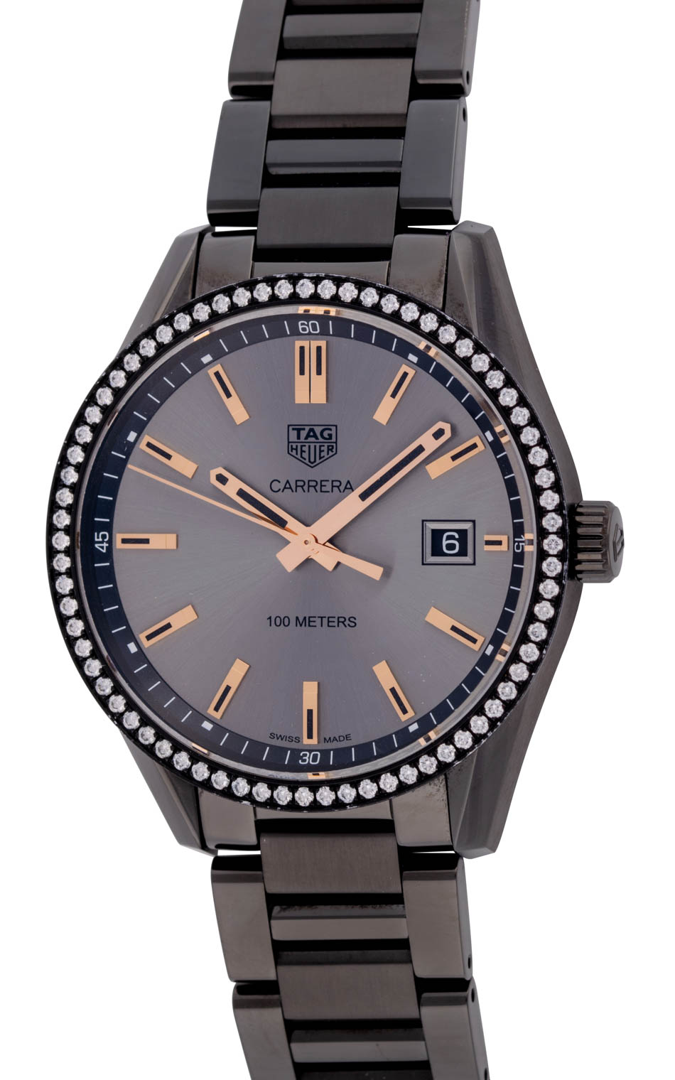 Tag Heuer Carrera Quartz Diamonds Black Dial Black Steel Strap Watch for Women - WAR1115.BA0602