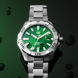 Tag Heuer Aquaracer Calibre 5 Automatic Green Dial Silver Steel Strap Watch for Men - WAY2015.BA0927
