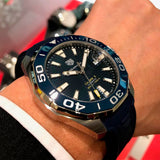 Tag Heuer Aquaracer Calibre 5 Automatic Blue Dial Blue Rubber Strap Watch for Men - WAY201B.FT6150