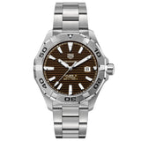 Tag Heuer Aquaracer Calibre 5 Automatic Sunray Brown Dial Silver Steel Strap Watch for Men - WAY2018.BA0927
