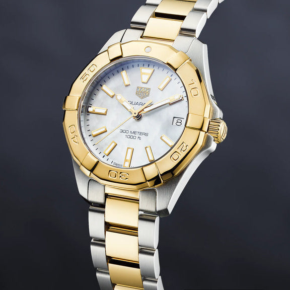 Tag Heuer Aquaracer Mother of Pearl Dial Two Tone Steel Strap Watch for Women - WBD1320.BB0320