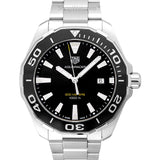 Tag Heuer Aquaracer Quartz Black Dial Silver Steel Strap Watch for Men - WAY101A.BA0746