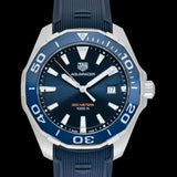 Tag Heuer Aquaracer Quartz Blue Dial Blue Rubber Strap Watch for Men - WAY101C.FT6153