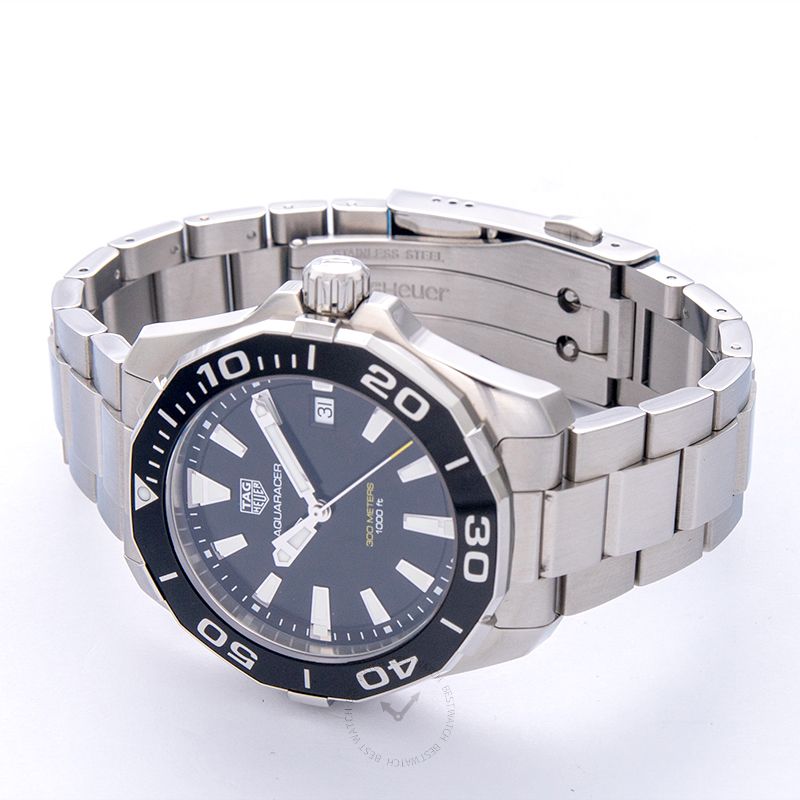 Tag Heuer Aquaracer Black Dial Silver Steel Strap Watch for Men - WAY111A.BA0928