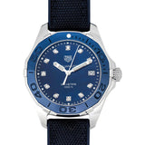 Tag Heuer Aquaracer Quartz Mother of Pearl Blue Dial Blue NATO Strap Watch for Women - WAY131L.FT6091